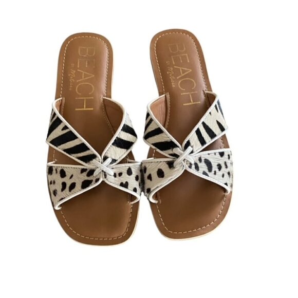 Matisse Beach Cover Up Cow Hair Slip-on Sandals 9 - Picture 1 of 5